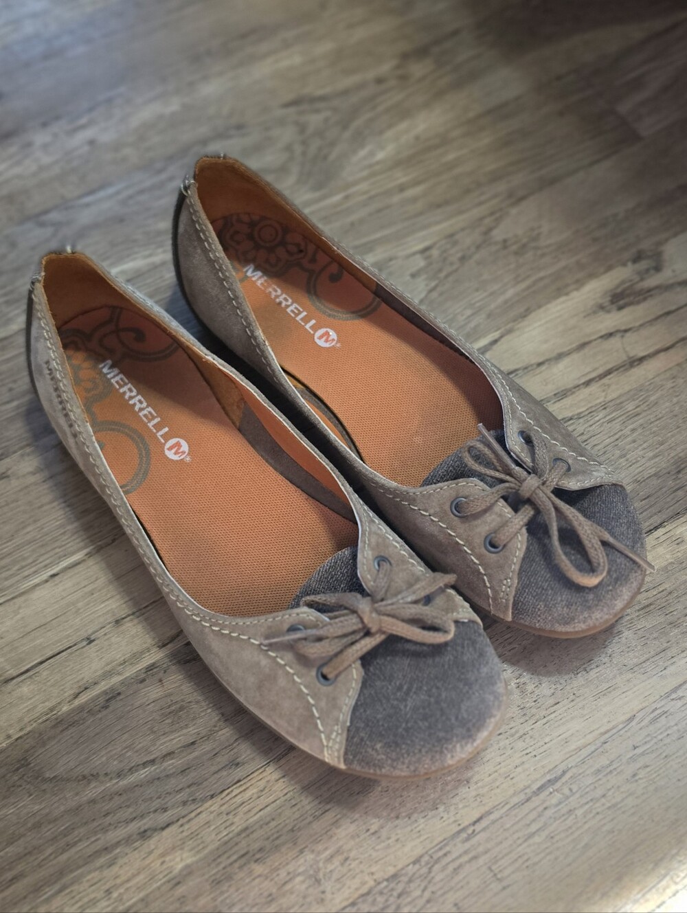 Merrell Women's Taupe Suede Tie-Front Ballet Flats